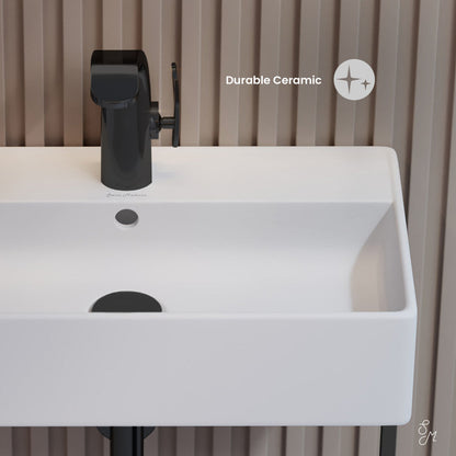 Swiss Madison Claire 22" Wall-Mount Bathroom Sink with Black Towel Bar