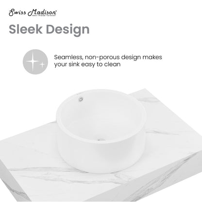 Swiss Madison Monaco 36" Floating Bathroom Shelf with Vessel Sink in White Marble