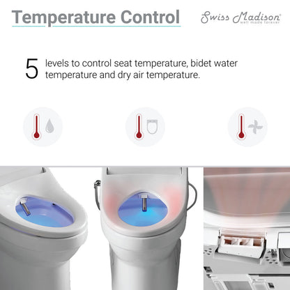 Swiss Madison Virage One-Piece Toilet with Vivante Smart Seat Left Side Flush Handle 1.28 gpf