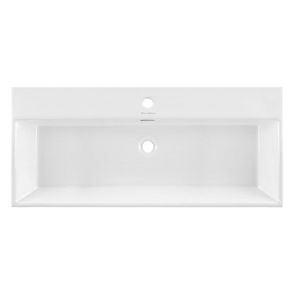 Swiss Madison Claire 40 Ceramic Console Sink White Basin Gold Legs