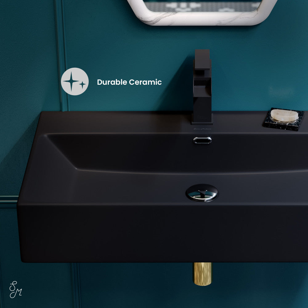 Swiss Madison Claire 30" Rectangle Wall-Mount Bathroom Sink in Matte Black