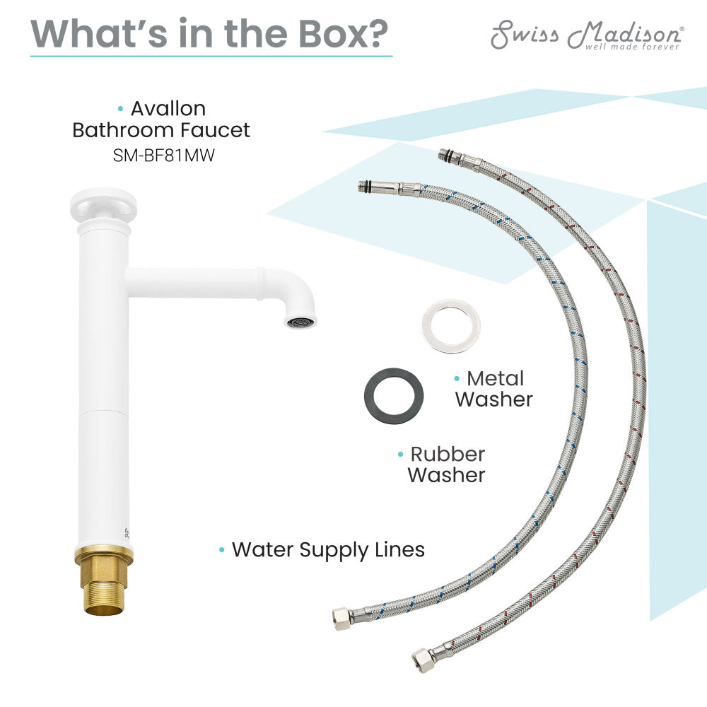 Swiss Madison Avallon Single Hole, Single-Handle Wheel, High Arc Bathroom Faucet in Matte White