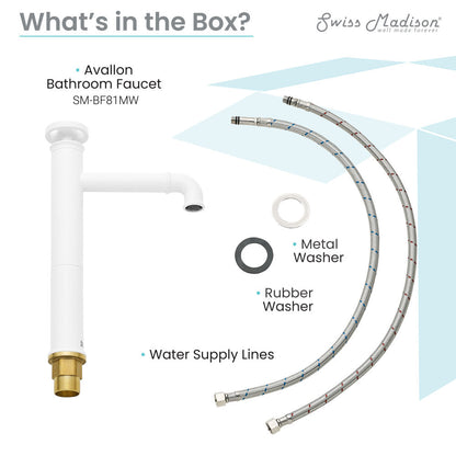 Swiss Madison Avallon Single Hole, Single-Handle Wheel, High Arc Bathroom Faucet in Matte White