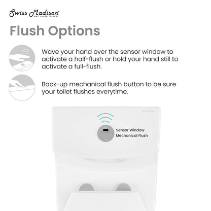 Swiss Madison Virage One Piece Elongated Toilet with Touchless Retrofit Dual Flush 1.1/1.6 gpf