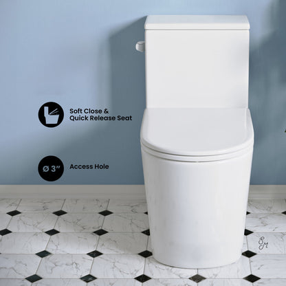 Swiss Madison Liberte One-Piece 12" Rough-in 1.28 GPF Left-Hand Flush Elongated ADA Toilet in Glossy White