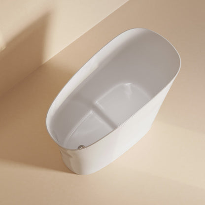 Swiss Madison Cascade II 48" Single Slipper Japanese Soaking Freestanding Bathtub in Matte White, Stool Included