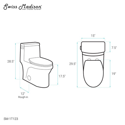 Swiss Madison Virage One-Piece Elongated Left Side Flush Handle Toilet 1.28 gpf