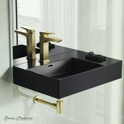 Swiss Madison St. Tropez 24 x 18 Ceramic Wall Hung Sink with Left Side Faucet Mount, Matte Black