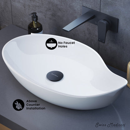 Swiss Madison Daxton Glossy White Ceramic Specialty Vessel Sink 25.5 in