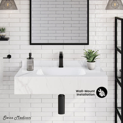 Swiss Madison Avancer 36'' Wall Mount Sink In White Marble