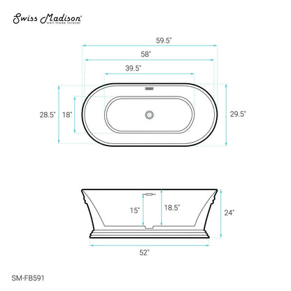 Swiss Madison Santorini 60" Freestanding Tub