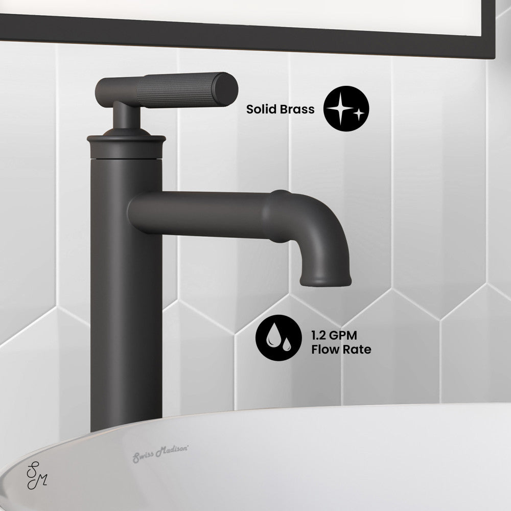 Swiss Madison Avallon Single Hole, Single-Handle Sleek, High Arc Bathroom Faucet in Matte Black