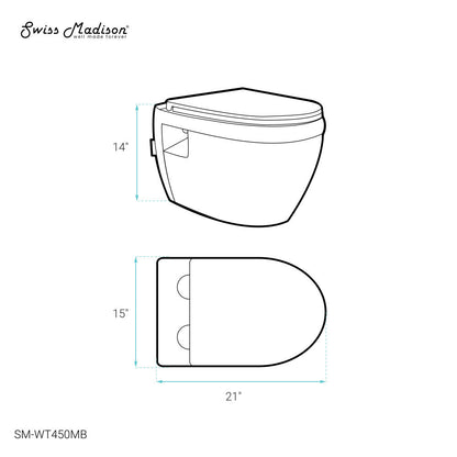 Swiss Madison Ivy Wall-Hung Elongated Toilet Bowl in Matte Black