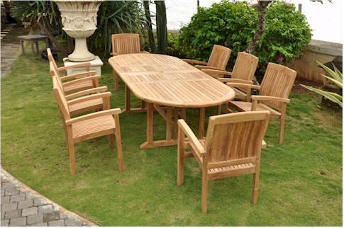 Anderson Teak Sahara Stackable 9-Pieces Oval Dining Set