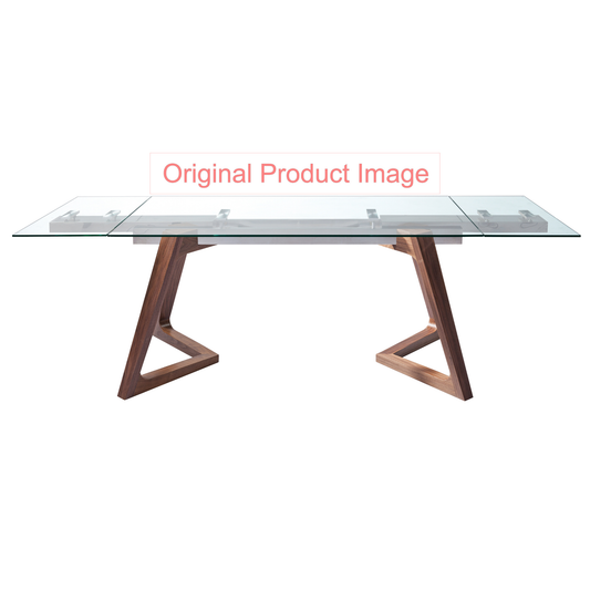 Tabselect Extendable Glass Dining Table With Wooden Legs – Professionally Repaired Open-Box