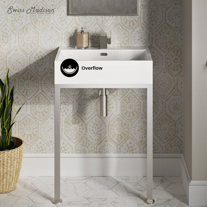 Swiss Madison Concorde 24" Rectangle Console Sink with Matte Silver Legs