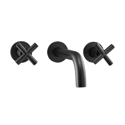 Swiss Madison Ivy 8 in. Widespread Double Cross-Handle Wall Mount Bathroom Faucet in Matte Black
