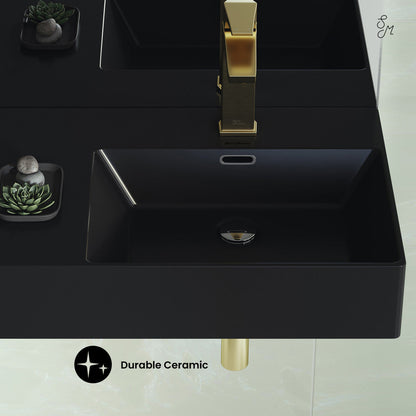 Swiss Madison St. Tropez 24 x 18 Ceramic Wall Hung Sink with Right Side Mount, Matte Black