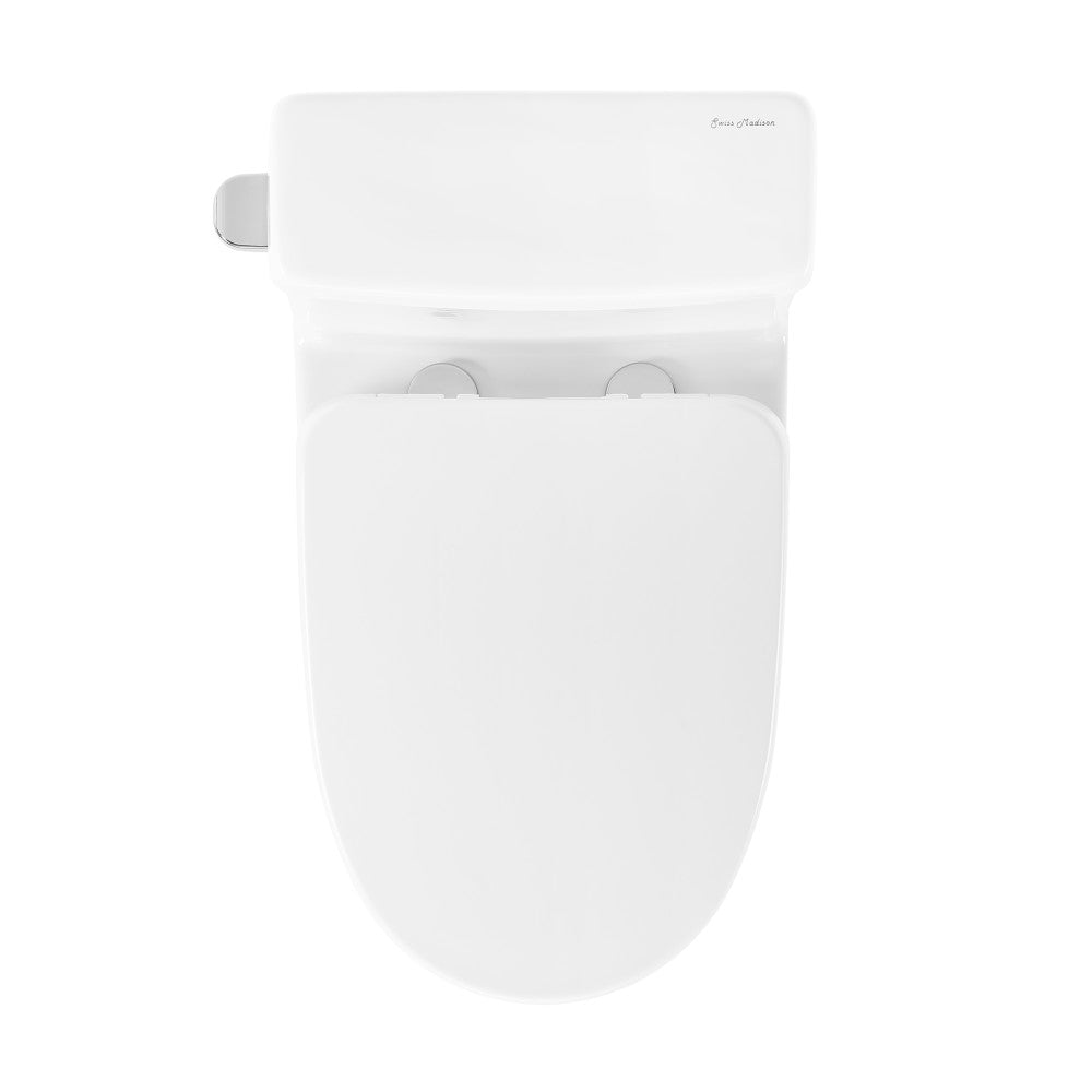 Swiss Madison Sublime II One-Piece 12" Rough-in 1.28 GPF Left Flush Round Compact Toilet in Glossy White