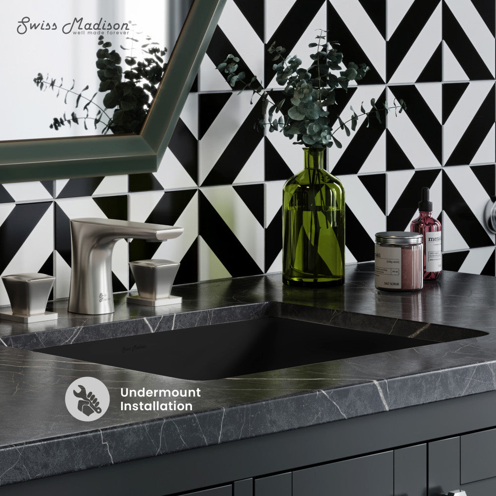 Swiss Madison Plaisir 18.5" Rectangle Undermount Bathroom Sink in Matte Black