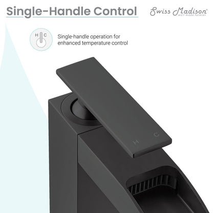 Swiss Madison Concorde Single Hole, Single-Handle, Waterfall Bathroom Faucet in Matte Black