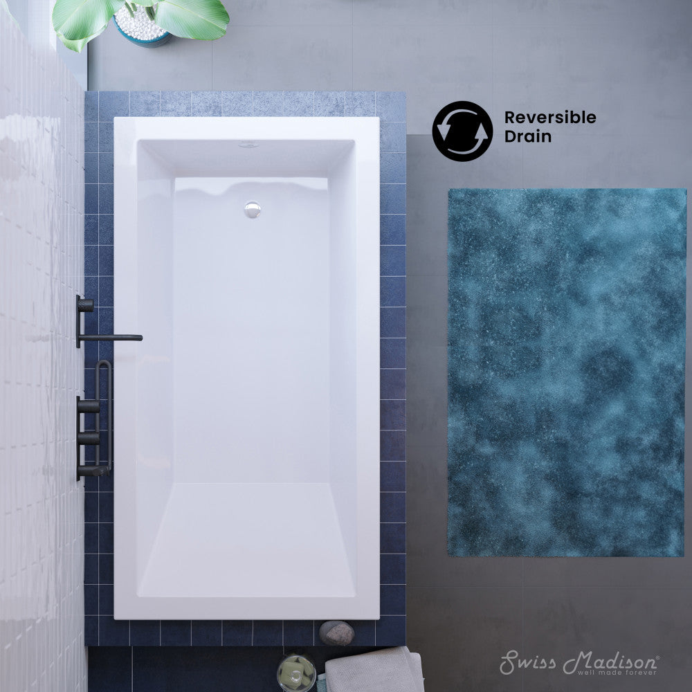 Swiss Madison Voltaire 66" x 36" Reversible Drain Drop-In Bathtub