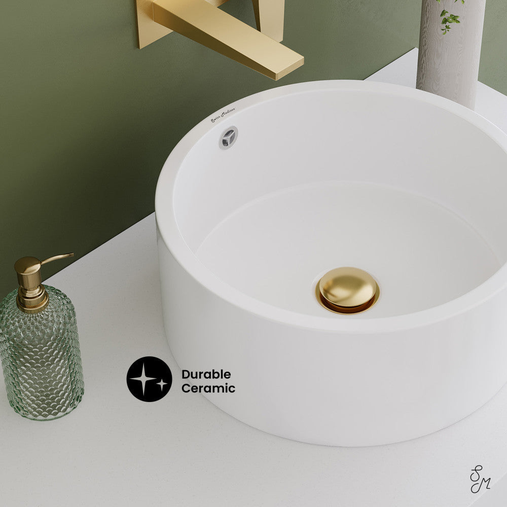 Swiss Madison Monaco 36" Floating Bathroom Shelf with Vessel Sink in Glossy White