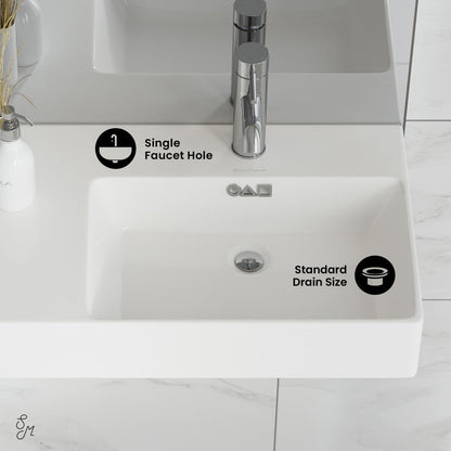 Swiss Madison St. Tropez 30" Rectangle Wall-Mounted Sink with Right Side Faucet Mount