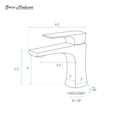 Swiss Madison Monaco Single Hole, Single-Handle, Bathroom Faucet in Brushed Gold