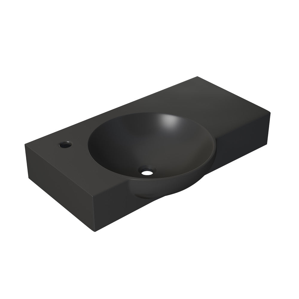 Swiss Madison Chateau 30" Left Side Faucet Wall-Mount Bathroom Sink in Matte Black