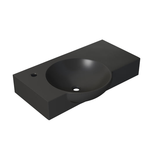Swiss Madison Chateau 30" Left Side Faucet Wall-Mount Bathroom Sink in Matte Black
