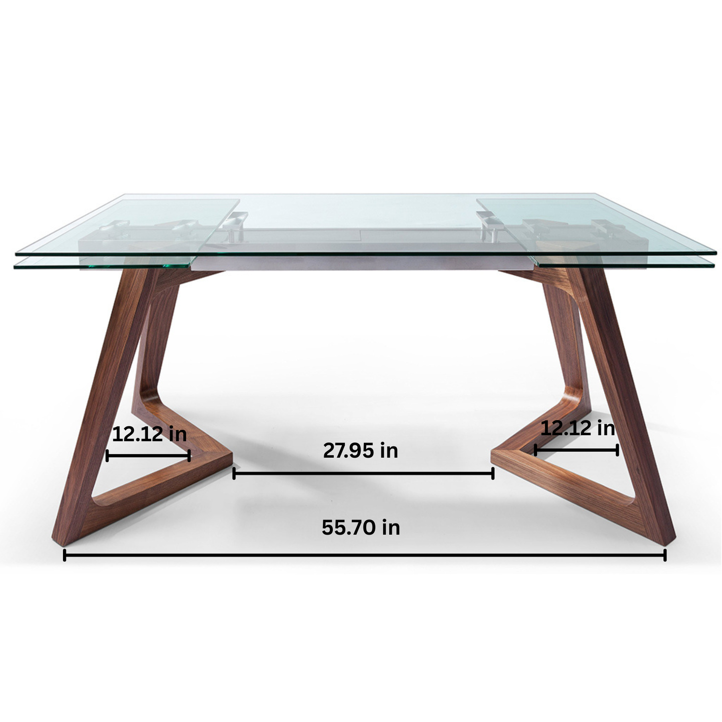 Tabselect Extendable Glass Dining Table With Wooden Legs
