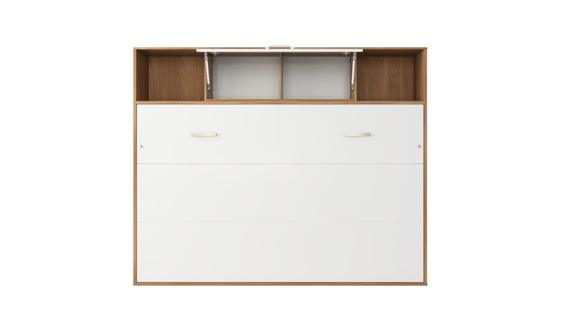 Maxima House Invento Horizontal Wall Bed, European Twin Size with a cabinet on top