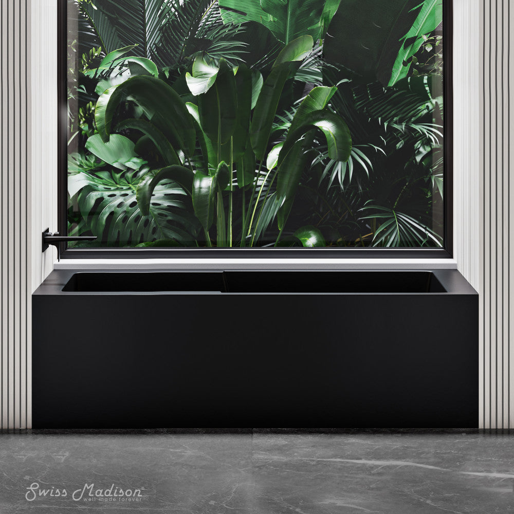 Swiss Madison Voltaire 60" x 30" Left-Hand Drain Alcove Bathtub with Apron in Matte Black