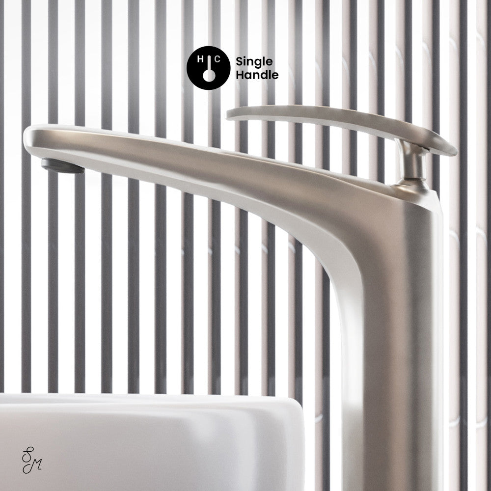 Swiss Madison Sublime Single Hole, Single-Handle, High Arc Bathroom Faucet in Brushed Nickel