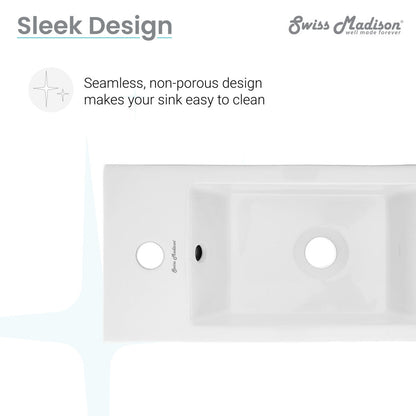 Swiss Madison Voltaire 19.5 x 10 Rectangular Ceramic Wall Hung Sink with Left Side Faucet Mount