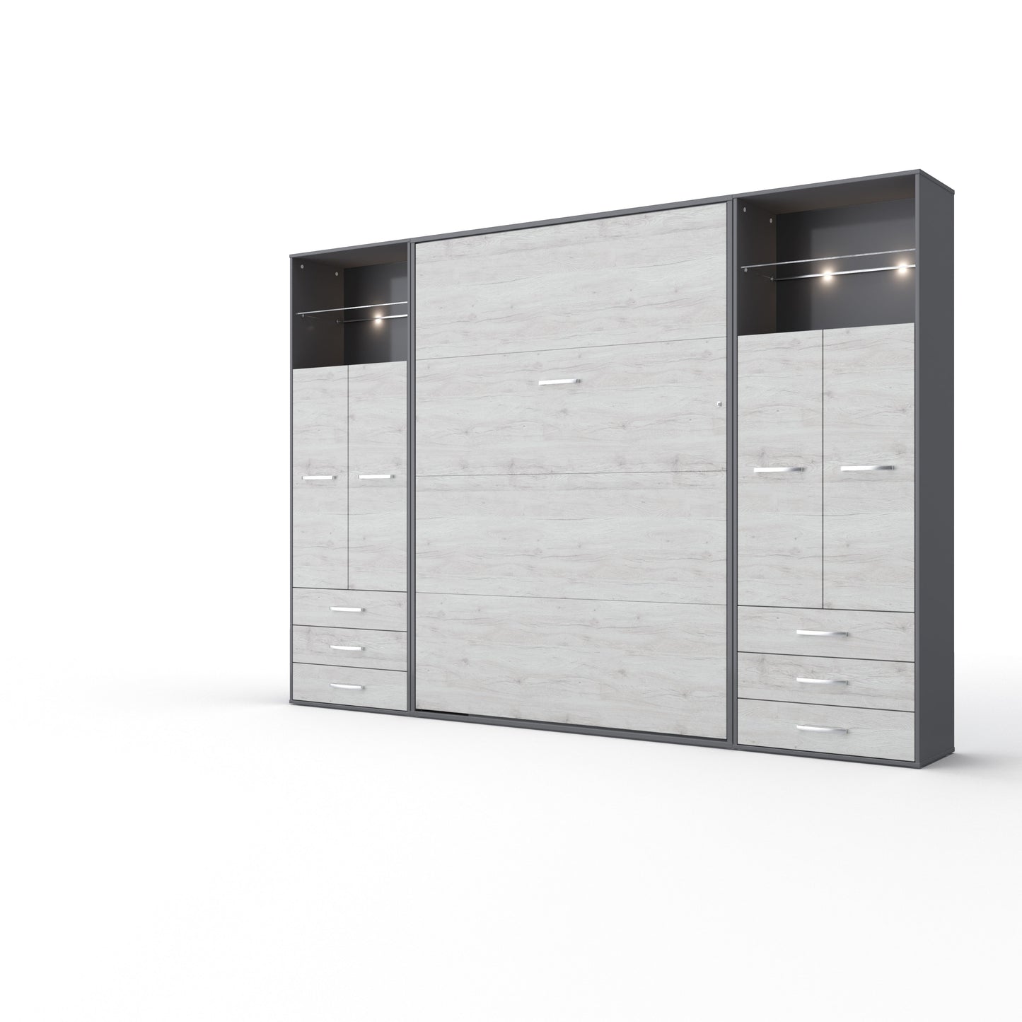 Maxima House Vertical Wall Bed Invento, European Twin Size with 2 cabinets