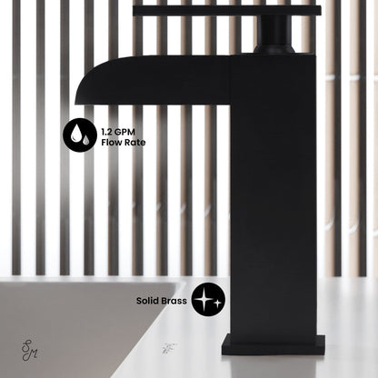 Swiss Madison Concorde Single Hole, Single-Handle, Waterfall Bathroom Faucet in Matte Black