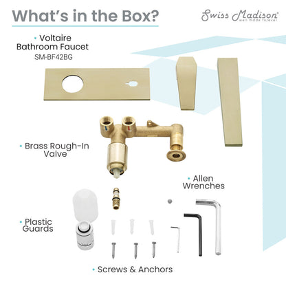 Swiss Madison Voltaire Single-Handle, Wall-Mount, Bathroom Faucet in Brushed Gold