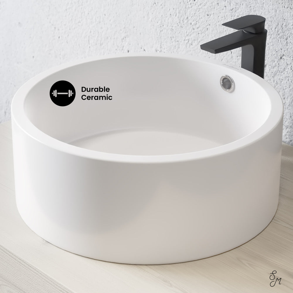 Swiss Madison Monaco 16.5” Round Vessel Sink in Matte White