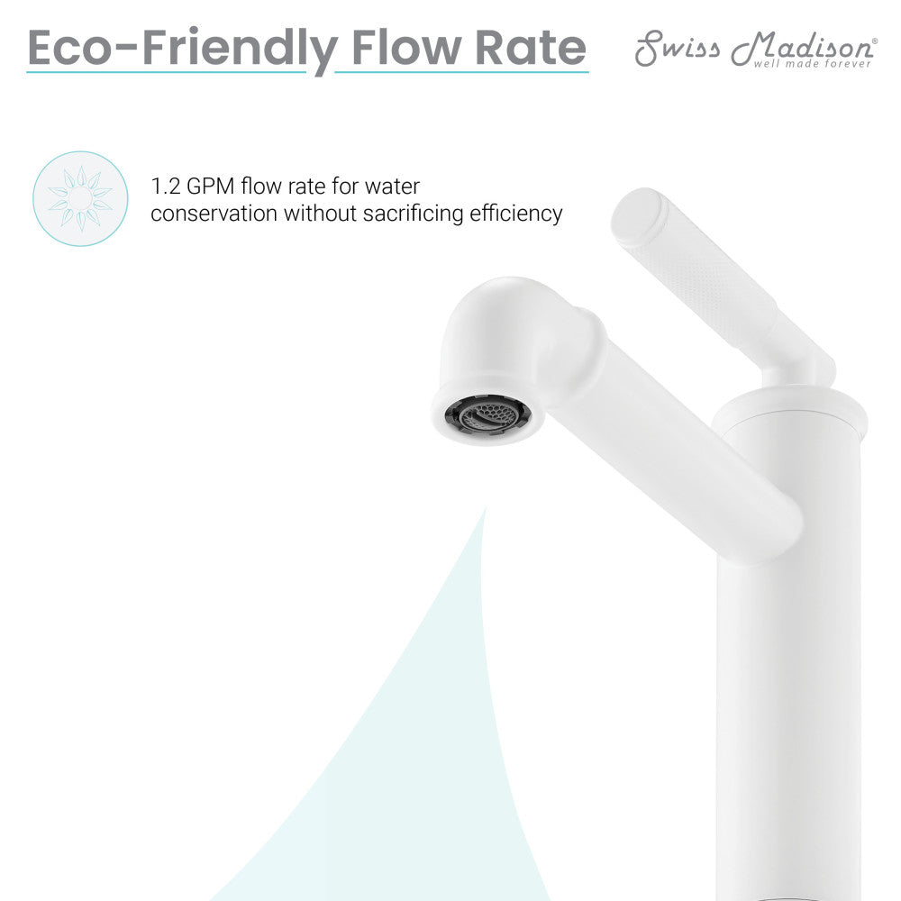 Swiss Madison Avallon Single Hole, Single-Handle Sleek, High Arc Bathroom Faucet in Matte White