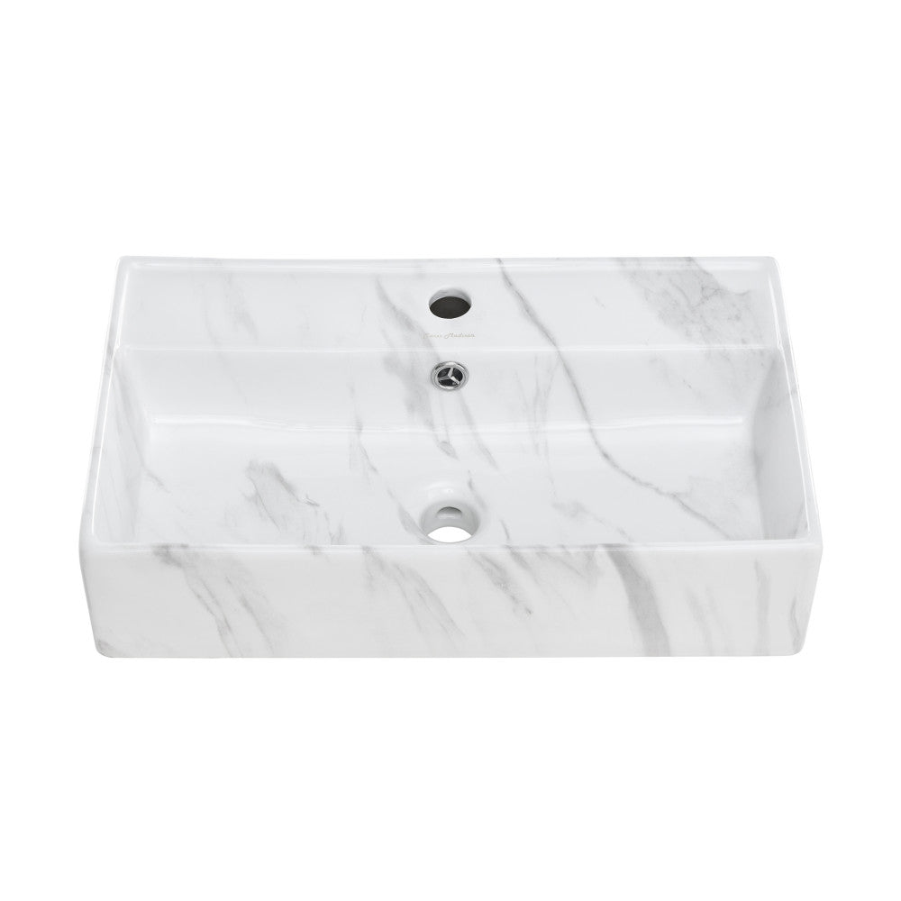 Swiss Madison Claire 22" Rectangle Wall-Mount Bathroom Sink in White Marble