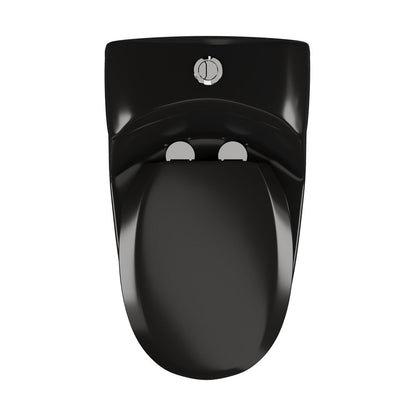 Swiss Madison Chateau One-Piece Elongated Toilet Dual-Flush in Glossy Black 1.1/1.6 gpf