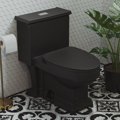 Swiss Madison Voltaire One-Piece Elongated Toilet Dual-Flush 1.1/1.6 gpf in Matte Black