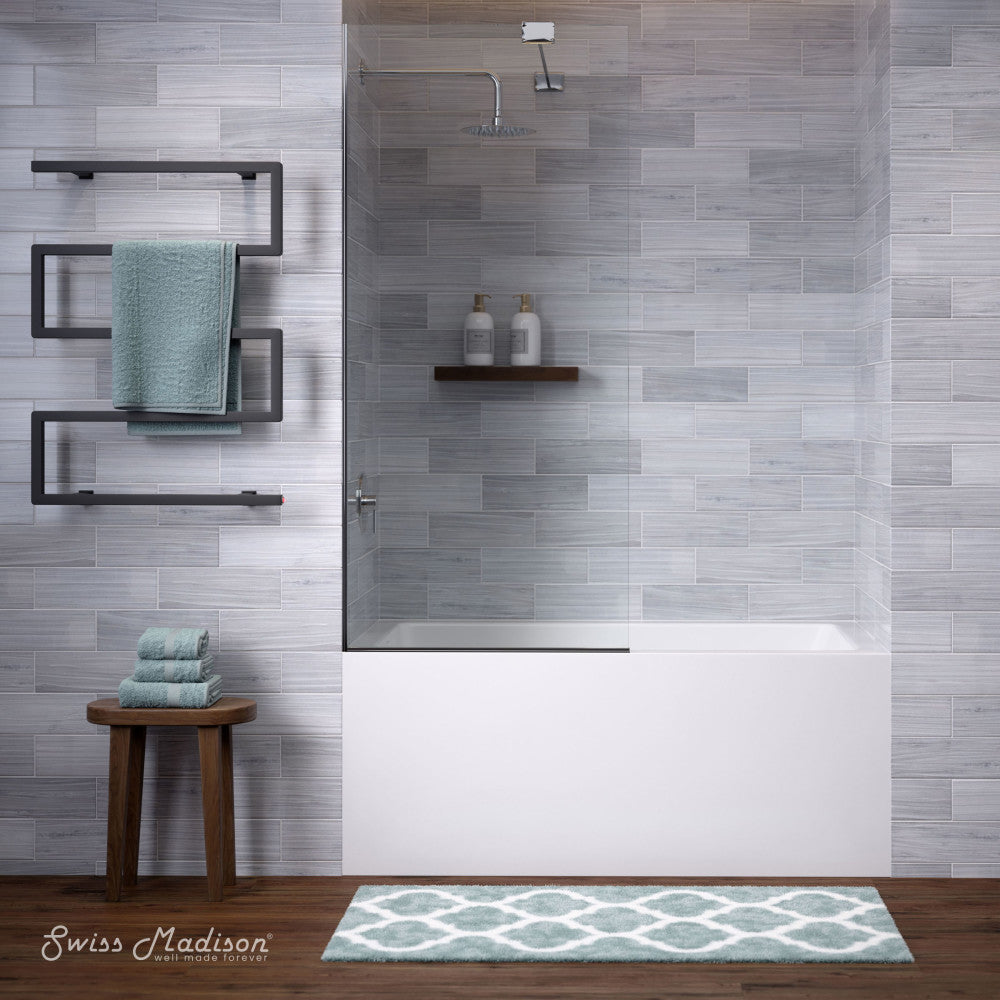 Swiss Madison Voltaire 54 x 30 Skirted Left Drain Soaking Alcove Bathtub in Glossy White
