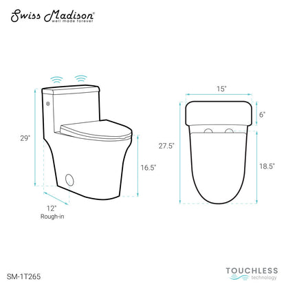 Swiss Madison Hugo One-Piece Elongated Toilet Dual-Flush 1.1/1.6 gpf, Touchless