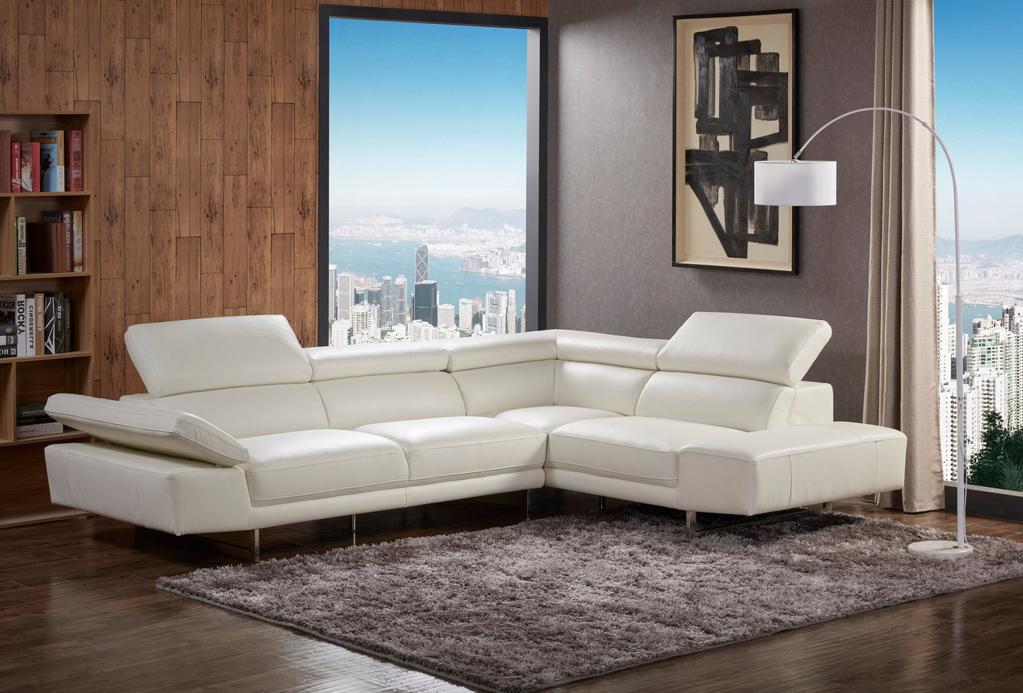 J&M Furniture 1717 Italian Leather Sectional Right Hand Facing