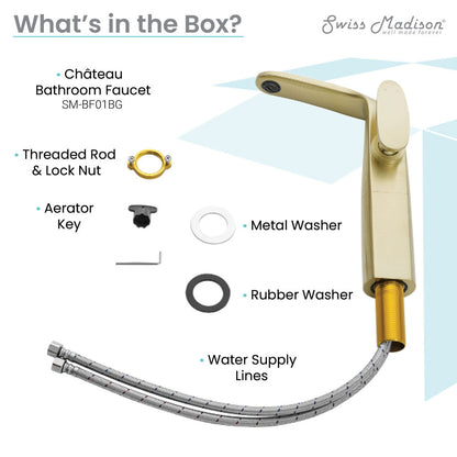 Swiss Madison Chateau Single Hole, Single-Handle, High Arc Bathroom Faucet in Brushed Gold