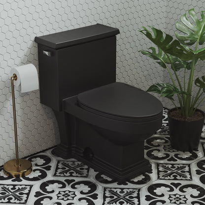 Swiss Madison Voltaire One-Piece Elongated Toilet Left Side Flush Handle 1.28 gpf in Matte Black