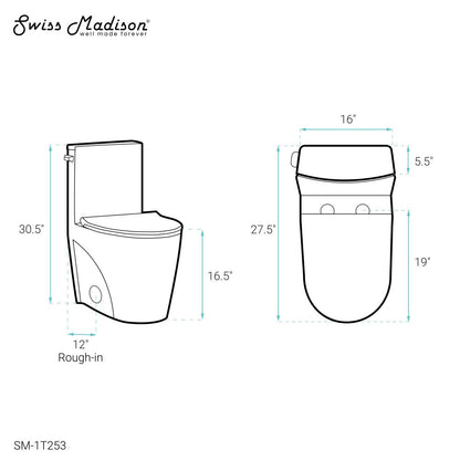 Swiss Madison St. Tropez One-Piece Elongated Toilet Side Flush 1.28 gpf